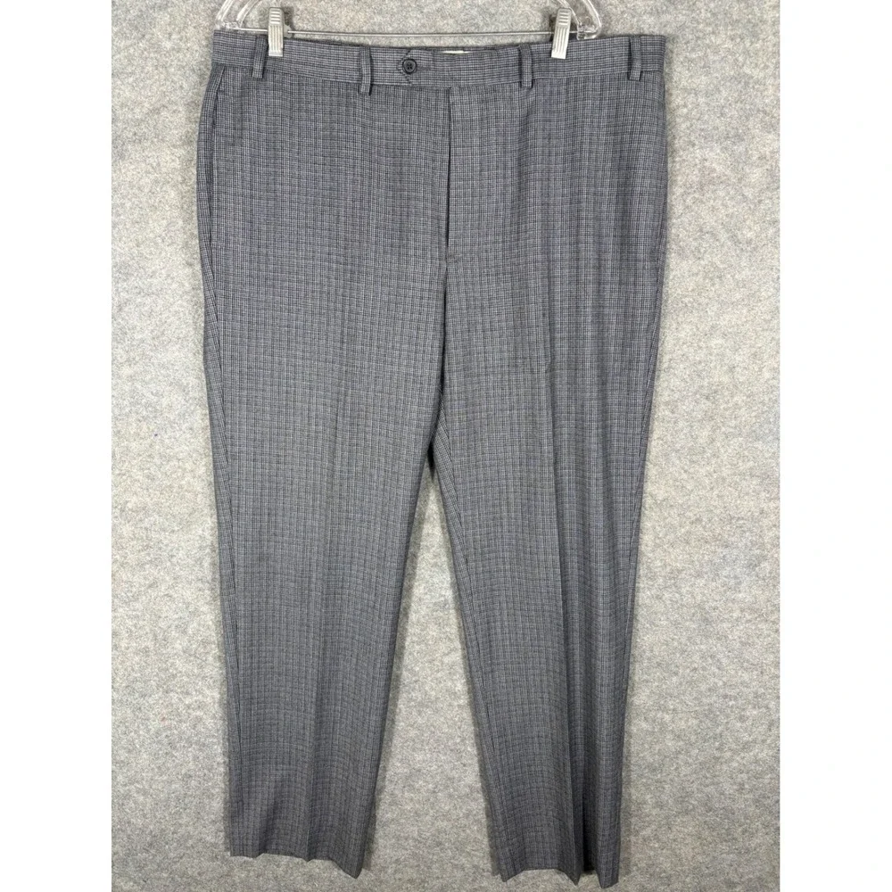 Brooks Brothers‎ Fitzgerald Fit Wool Blend Dress Pants Gray Plaid Mens 40x32